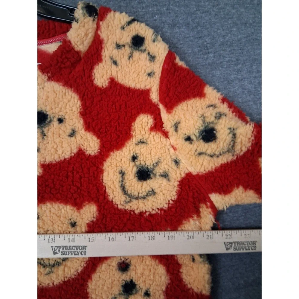 Disney Store Adult Sweatshirt Large Red Yellow AOP Winnie The Pooh Plush Fleece